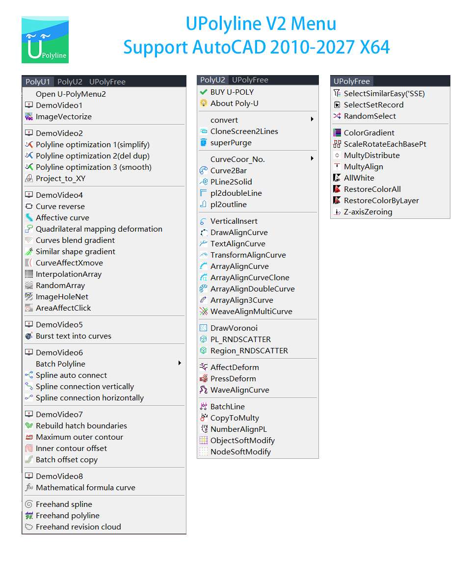 UPolyline original menu overview