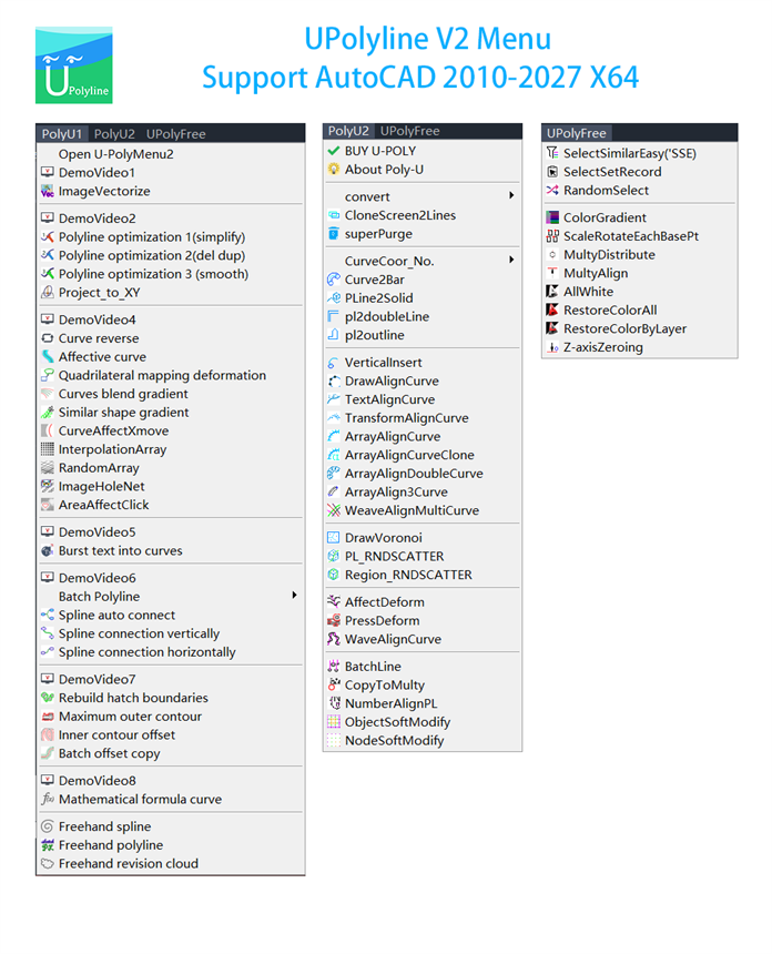 UPolyline menu overview